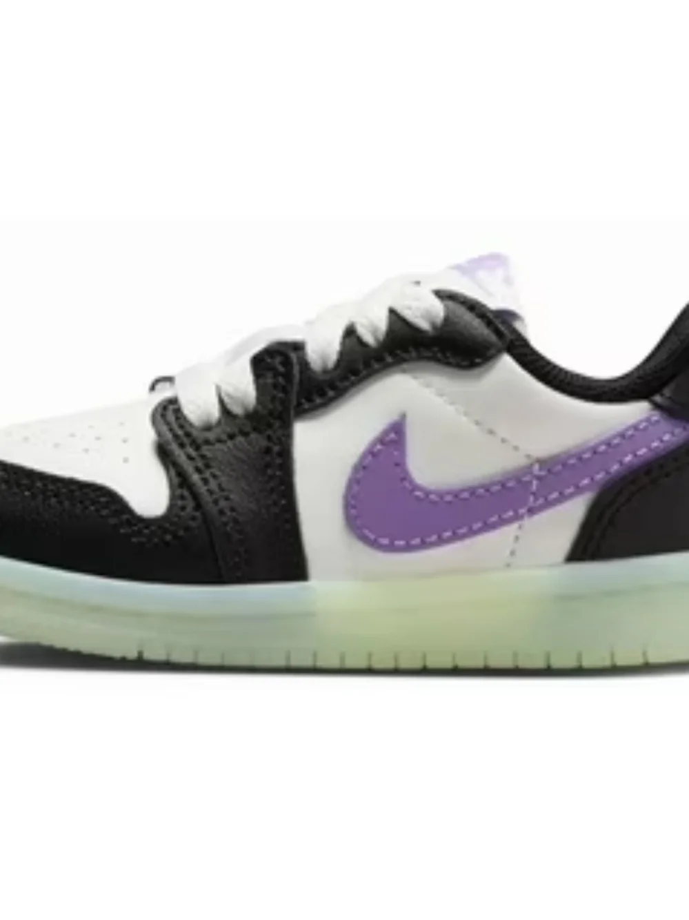 Nike Kids Low-Top Sneakers in White, Black & Purple with Glow Sole US 4C/EUR19.5